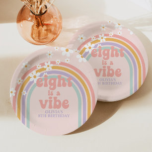 Rainbow Pastel Acht is een Vibe 8e verjaardag Papieren Bordje