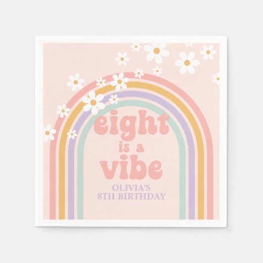 Rainbow Pastel Acht is een Vibe 8e verjaardag Servet (Voorkant)