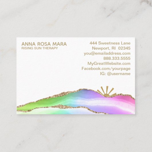 *~* Rainbow Pastel Agaat Wit Goud Glitter Vein Visitekaartje (Achterkant)