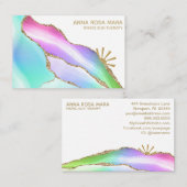 *~* Rainbow Pastel Agaat Wit Goud Glitter Vein Visitekaartje (Voorkant / Achterkant)