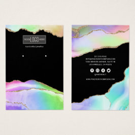 Rainbow Pastel Agate Earring Display Visitekaartje