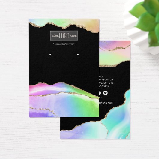 Rainbow Pastel Agate Earring Display Visitekaartje (Bureau)