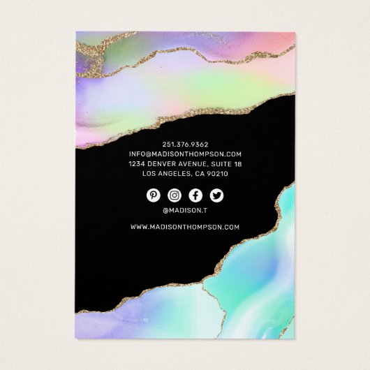 Rainbow Pastel Agate Earring Display Visitekaartje (Achterkant)