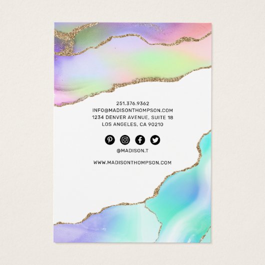 Rainbow Pastel Agate Earring Display Visitekaartje (Achterkant)