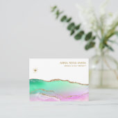 *~* Rainbow Pastel Agate Gold Glitter Veins Star Visitekaartje (Staand voorkant)