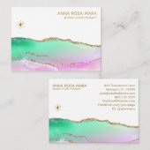 *~* Rainbow Pastel Agate Gold Glitter Veins Star Visitekaartje (Voorkant / Achterkant)