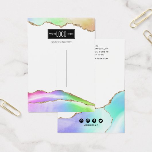 Rainbow Pastel Agate Hair Clip Display Visitekaartje (Kantoor)