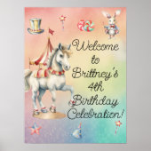 Rainbow Pastel Animals 4th Birthday Party Welkom Poster (Voorkant)