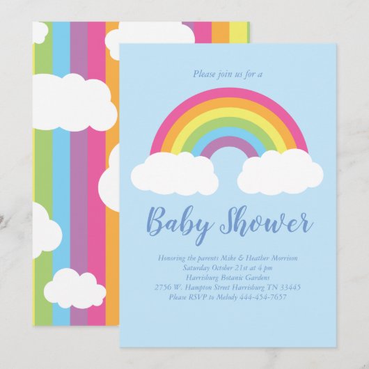 Rainbow Pastel Baby shower Clouds Genderneutraal Kaart (Voorkant / Achterkant)