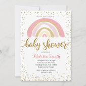 Rainbow pastel baby shower Uitnodigingskaart meisj Kaart (Voorkant)