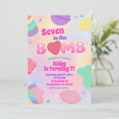 Rainbow Pastel Bath Bomb Birthday Invitation Kaart (Staand voorkant)