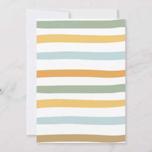 Rainbow Pastel Boho Muted Blue Boy First Birthday Kaart (Achterkant)