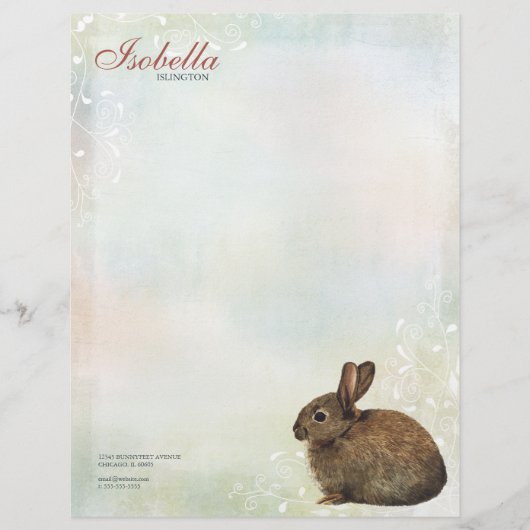Rainbow Pastel & Brown Rabbit Personal Letterhead Briefhoofd (Voorkant)
