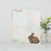 Rainbow Pastel & Brown Rabbit Personal Letterhead Briefhoofd (Staand voorkant)