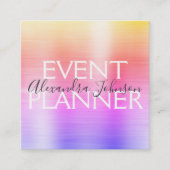 Rainbow Pastel Brushed Metal Event Planner Vierkante Visitekaartje (Voorkant)