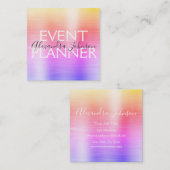 Rainbow Pastel Brushed Metal Event Planner Vierkante Visitekaartje (Voorkant / Achterkant)