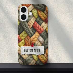 Rainbow Pastel Chunky Gebreide Granny Custom Naam iPhone 16 Hoesje