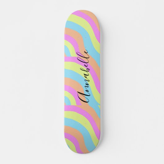 Rainbow Pastel Color Cute Retro Persoonlijk Skateboard (Voorkant)