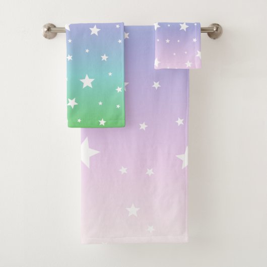 Rainbow Pastel Colors Galaxy Stars Cute Ombre Bad Handdoek (Insitu)