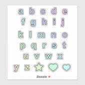 Rainbow Pastel Colors Lower Hoesje Letters Alphabe Sticker (Vel)