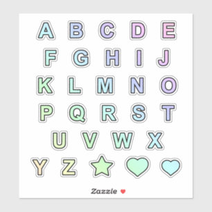 Rainbow Pastel Colors Monogram Letters Alphabet Sticker