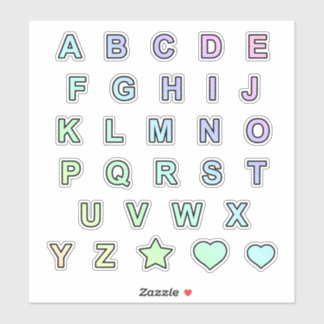 Rainbow Pastel Colors Monogram Letters Alphabet Sticker