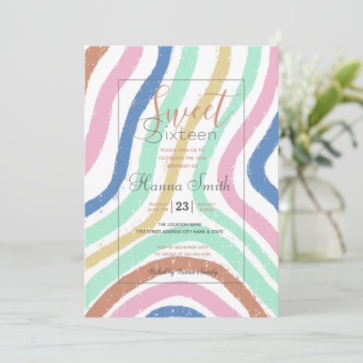 Rainbow Pastel Colors Wavy Brusstrokes Kaart (Staand voorkant)