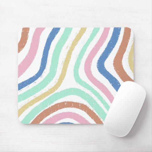 Rainbow Pastel Colors Wavy Brusstrokes Muismat (Met muis)