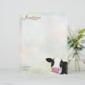 Rainbow Pastel & Cow Personal Letterhead Briefhoofd Ontwerp (Staand voorkant)