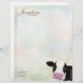 Rainbow Pastel & Cow Personal Letterhead Briefhoofd Ontwerp (Voorkant / Achterkant)