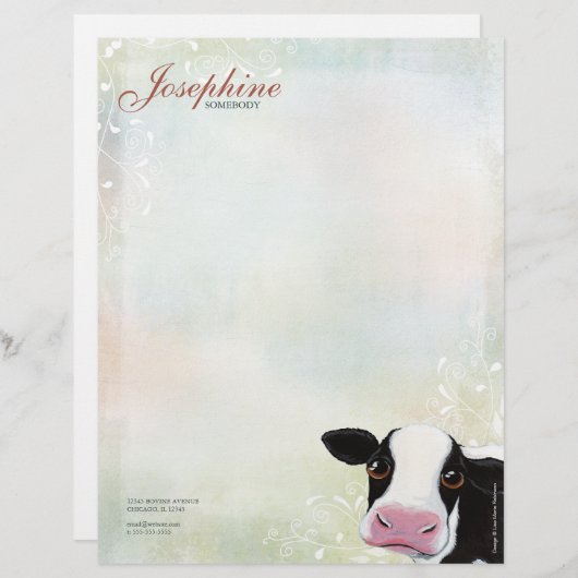 Rainbow Pastel & Cow Personal Letterhead Briefhoofd Ontwerp (Voorkant / Achterkant)