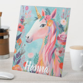 Rainbow Pastel Dream Eenhoorn Reclamebord Met Voetstuk (Insitu)