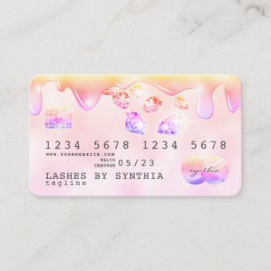 Rainbow pastel drip Credit Kaart hologram diamante Visitekaartje