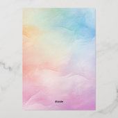 Rainbow Pastel Eenhoorn Bevestiging Folie Feestdagenkaart (Achterkant)