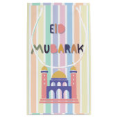Rainbow Pastel Eid Mubarak Eid Gift Bag Klein Cadeauzakje (Achterkant)