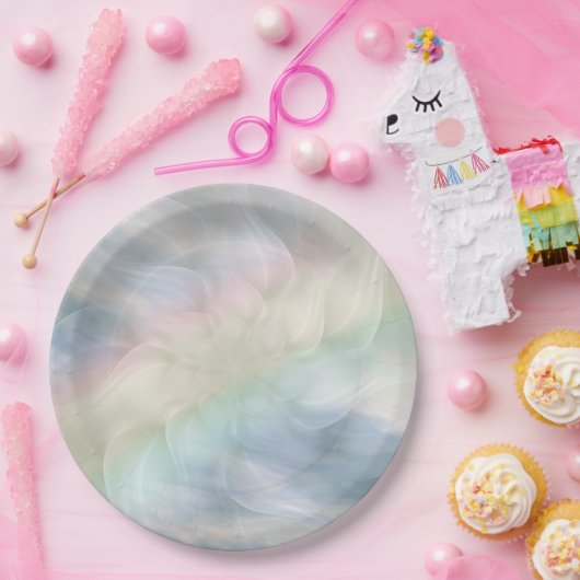 Rainbow Pastel floral Mandala design Papieren Bordje (Feest)