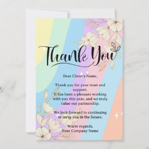 Rainbow Pastel Floral Small Business Appreciation Bedankkaart