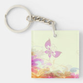 Rainbow Pastel Florals Sleutelhanger (Voorkant)