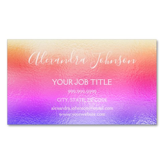 Rainbow Pastel Folie Business Professional Magnetisch Visitekaartje (Voorkant)