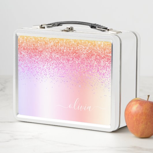 Rainbow Pastel Girly Glitter Metal Monogram Naam (In situ)