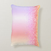 Rainbow Pastel Girly Glitter Metal Monogram Naam Accent Kussen (Achterkant (Verticaal))