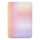 Rainbow Pastel Girly Glitter Metal Monogram Naam Badmat (Voorkant Verticaal)