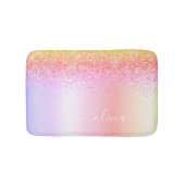 Rainbow Pastel Girly Glitter Metal Monogram Naam Badmat (Voorkant)
