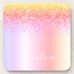 Rainbow Pastel Girly Glitter Metal Monogram Naam Bier Onderzetter<br><div class="desc">Rainbow Pastel Faux Folie Metallic Sparkle Glitter Brushed Metal Monogram Name Paper Onderzetters. Dit maakt het perfecte afstuderen,  de verjaardag,  de bruiloft,  het vrijgezellenfeest,  de verjaardag,  het baby shower of het bachelorette feest cadeau voor iemand die van glam luxe en chic stijlen houdt.</div>