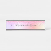 Rainbow Pastel Girly Glitter Metal Monogram Naam Bureau Naambordje (Voorkant)