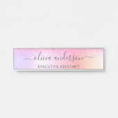 Rainbow Pastel Girly Glitter Metal Monogram Naam Deurbordje (Voorkant)