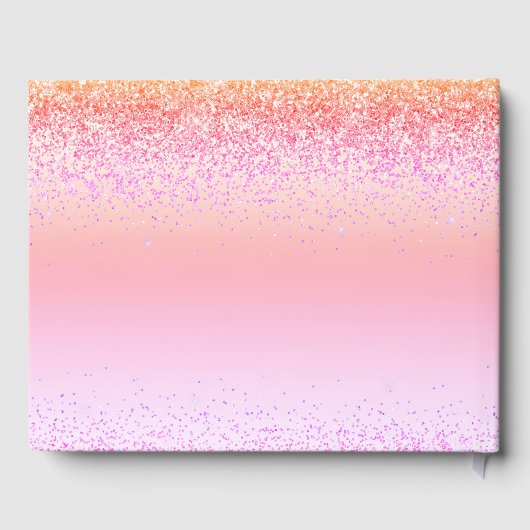 Rainbow Pastel Girly Glitter Metal Monogram Naam Gastenboek (Achterkant)