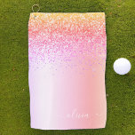 Rainbow Pastel Girly Glitter Metal Monogram Naam Golfhanddoek<br><div class="desc">Rainbow Pastel Faux Folie Metallic Sparkle Glitter Brushed Metal Monogram Name Golf Towel. Dit maakt de perfecte liefhebbende 16 verjaardag,  bruiloft,  vrijgezellenfeest,  verjaardagsdag,  baby shower of vrijgezellenfeest voor iemand die van luxe glam en stijl houdt.</div>