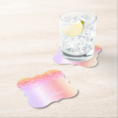 Rainbow Pastel Girly Glitter Metal Monogram Naam Kartonnen Onderzetters (Insitu)