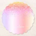 Rainbow Pastel Girly Glitter Metal Monogram Naam Kartonnen Onderzetters<br><div class="desc">Rainbow Pastel Faux Folie Metallic Sparkle Glitter Brushed Metal Monogram Name Paper Onderzetters. Dit maakt het perfecte afstuderen,  de verjaardag,  de bruiloft,  het vrijgezellenfeest,  de verjaardag,  het baby shower of het bachelorette feest cadeau voor iemand die van glam luxe en chic stijlen houdt.</div>